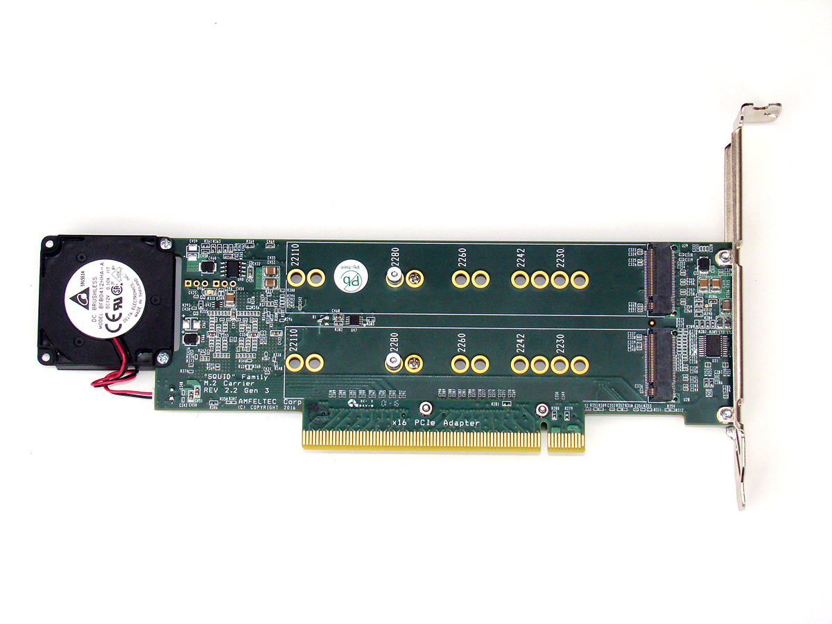 PCI Express Gen 3 Carrier Board for 4 M.2 SSD modules Amfeltec